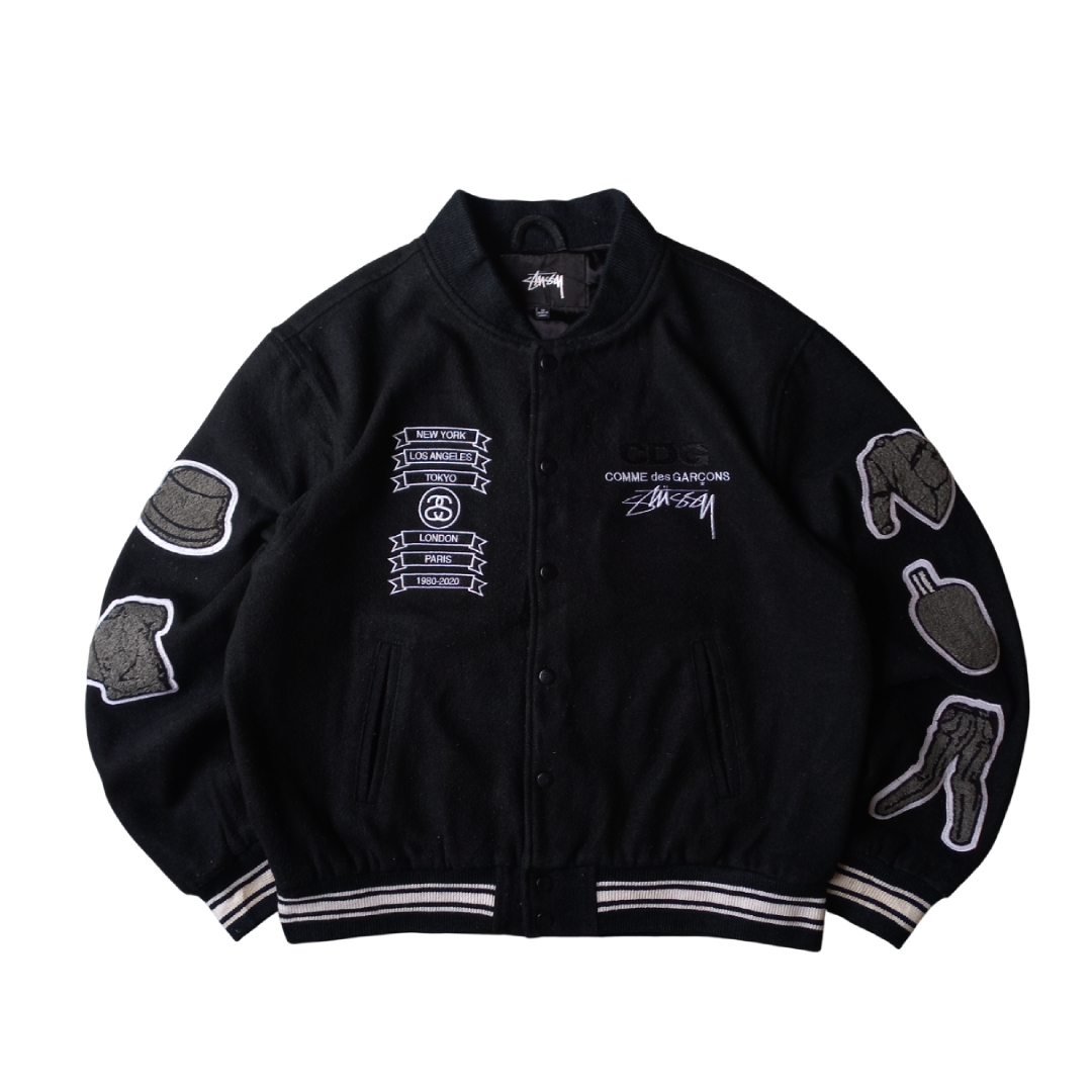 Vintage Stüssy X CDG 40th Anniv Collegejacke (M)