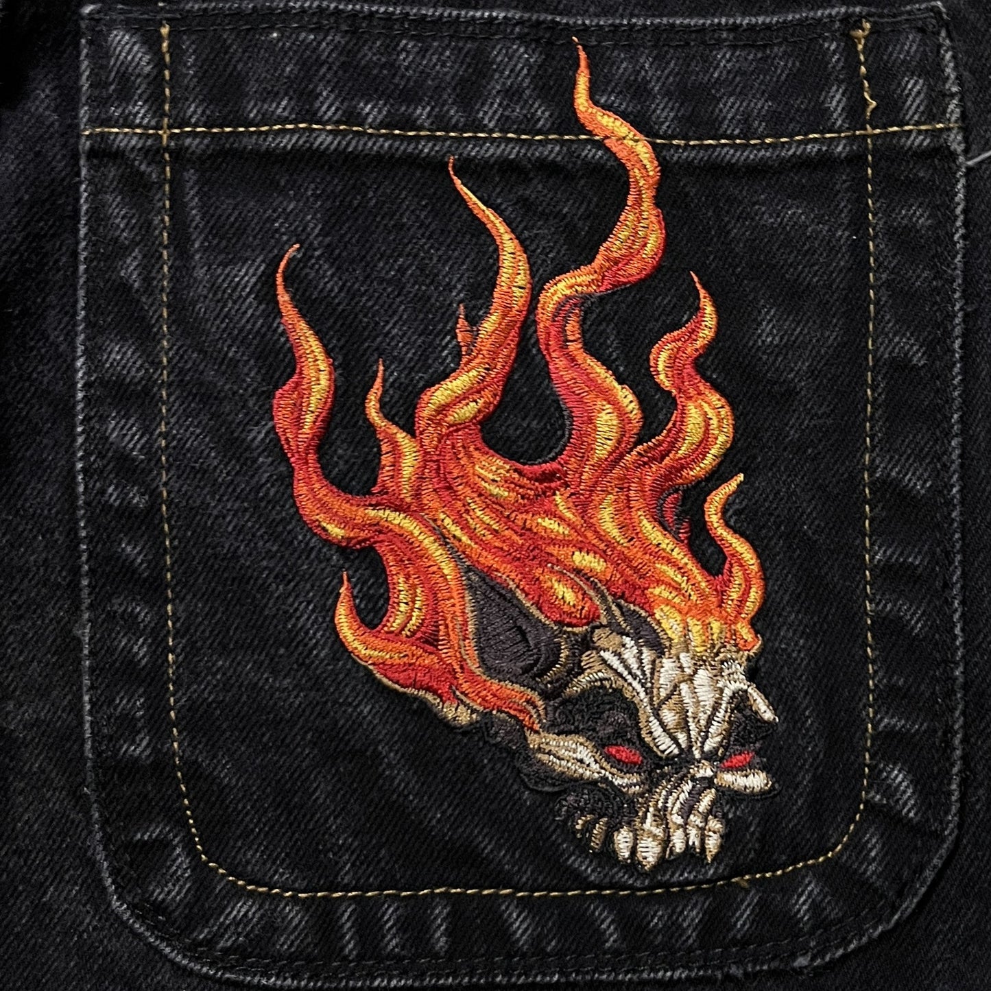 RARE Vintage JNCO Flaming Skull Jeans (XS)